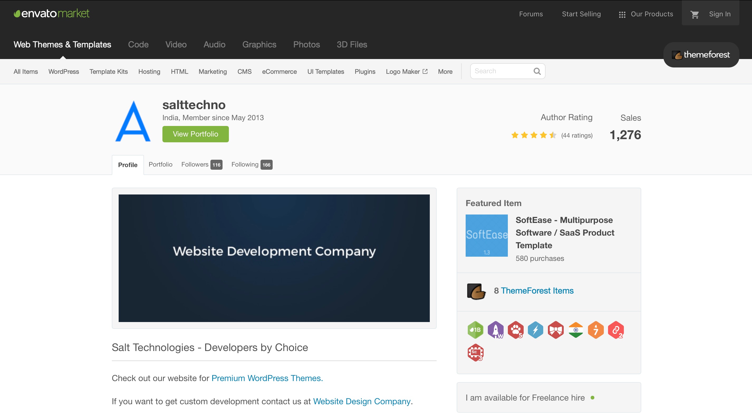 Level 5 author on
						ThemeForest